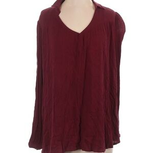 Umgee Deep Red V-Neck Blouse Size Medium